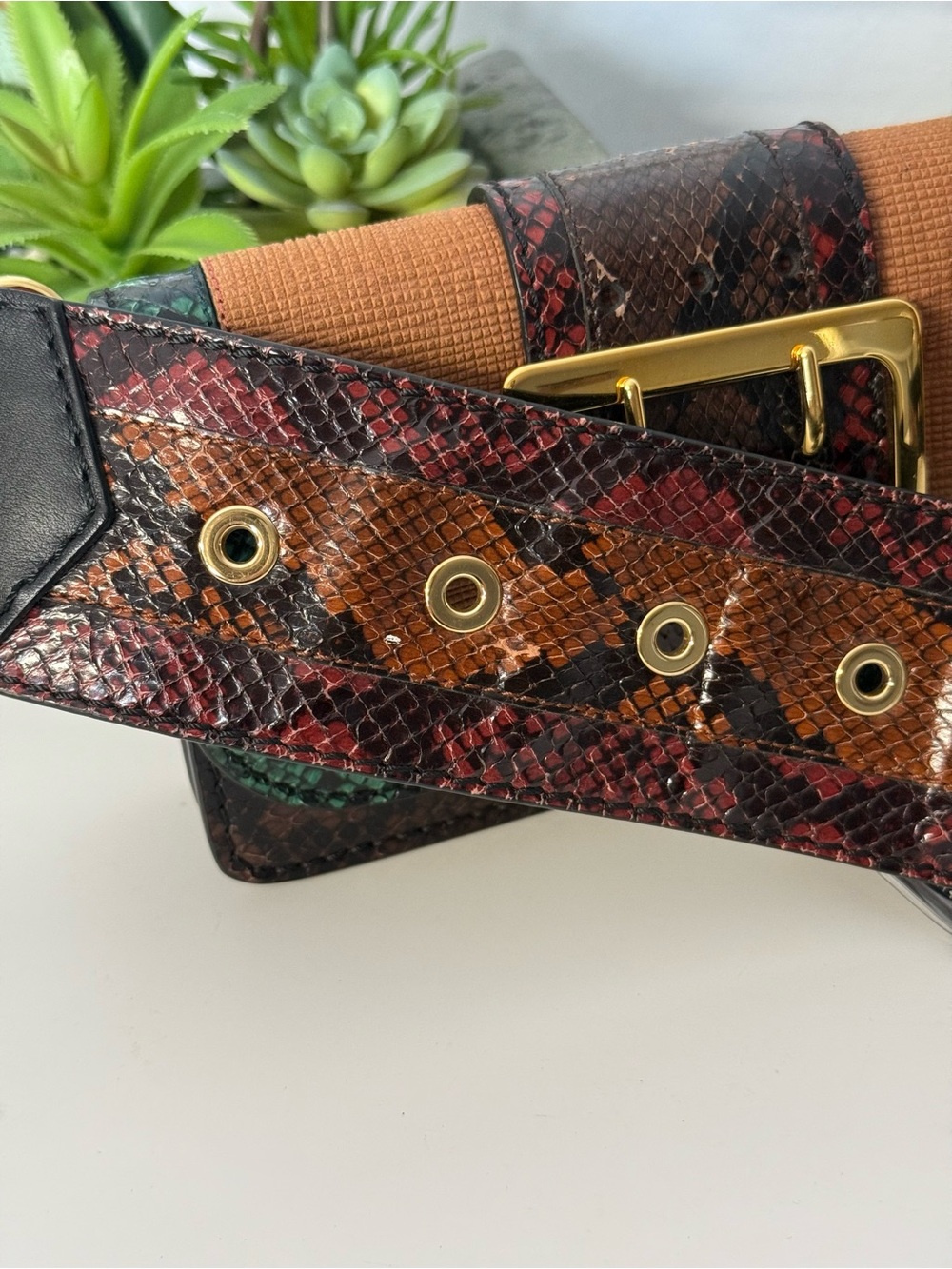 BURBERRY Python Patchwork Suede Buckle Bag - Picture 9 of 10